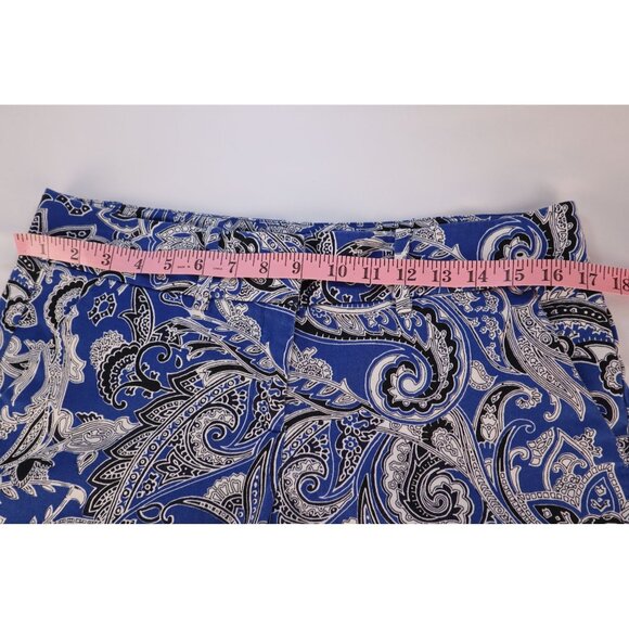 New York & Company Women's Paisley Stretch‎ Pencil Short Blue & White Size 6 - Picture 7 of 10